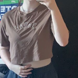 Medium brown cropped tee shirt from romwe